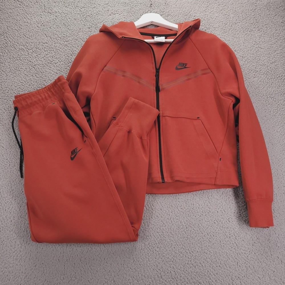 NIKE Sweatsuit Size SMALL Orange Tech Fleece Windrunner w/ Jogger Set